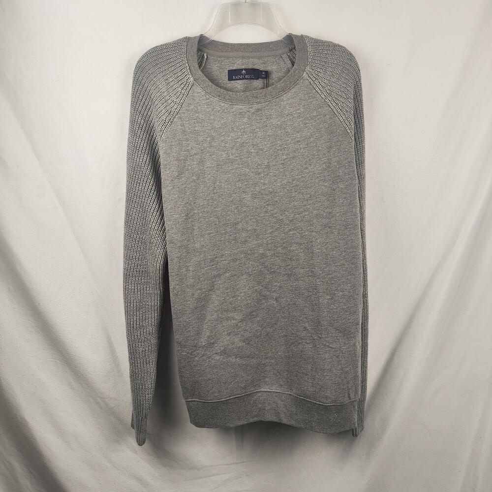 Rainforest Sweater Mens XL Gray Raglan Knit Crewneck Pullover Long Sleeve